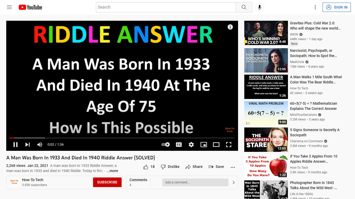 A Man Was Born In 1933 And Died In 1940 Riddle Answer (SOLVED)